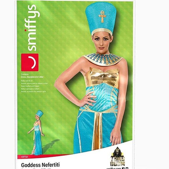 Nefertiti Egyptian Costume Aqua Gold CALLIELIVES - Picture 6 of 7
